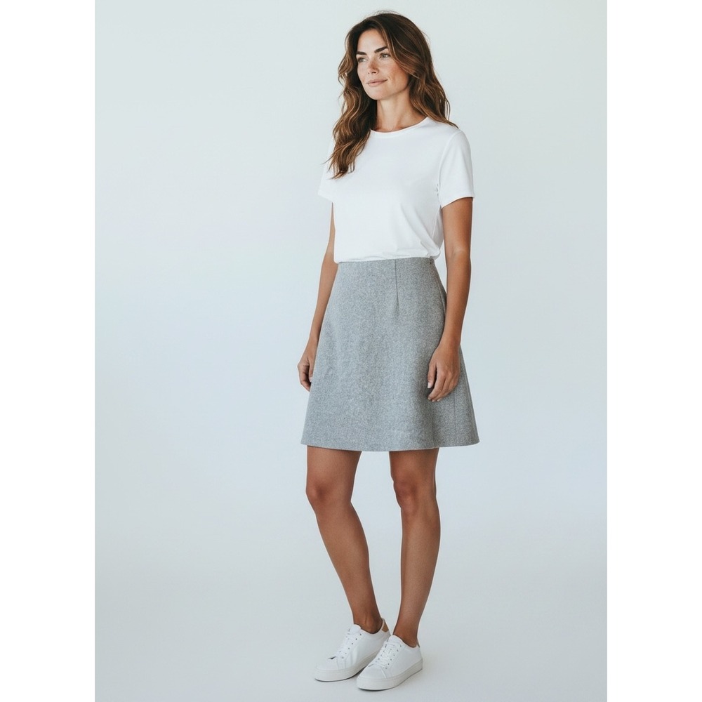 Aritzia Gray Wool Blend Tie Front A-Line Mini Skirt Heathered‎ Wrap Style